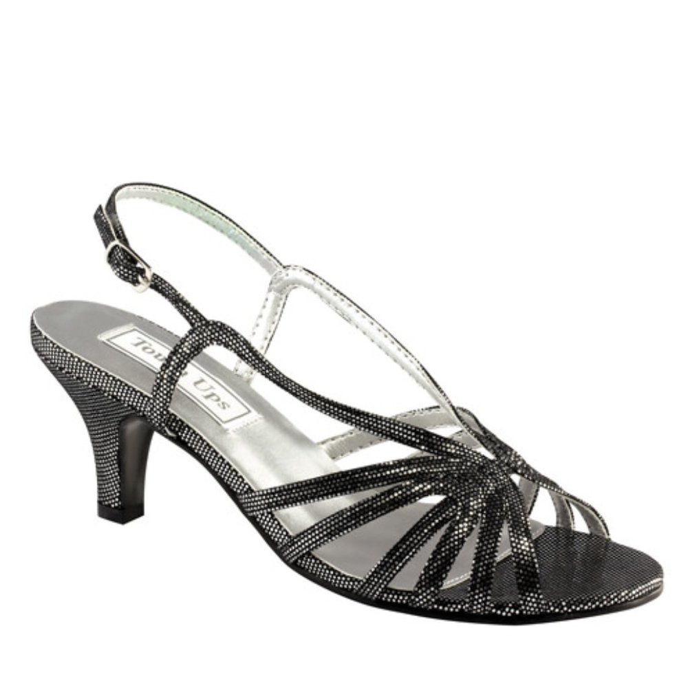 Touch Ups Tatum Black/Silver Sling Back Heels